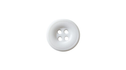 White button with four holes displayed on a plain background, showcasing simple design and craftsmanship