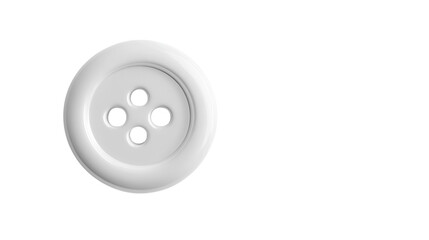 Obraz premium White four-hole button on a plain background used in sewing and clothing design projects