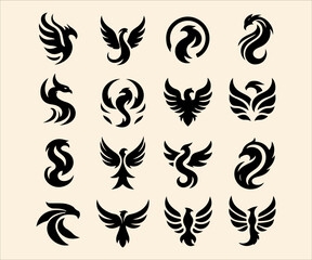 set of black tattoo design elements isolated on beige background. vector illustration