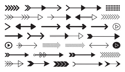 Collection of Various Arrow Designs in Black and White, Perfect for Graphic Design, Web Development, and Directional Signage