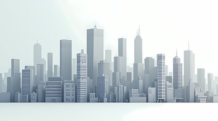 Fototapeta premium Minimalistic cityscape with rectangular buildings and simple lines, flat design style