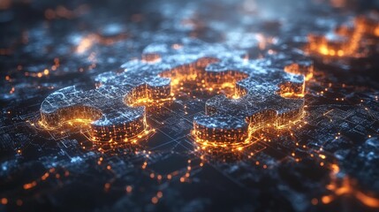 Abstract fiery and icy landscape with glowing particles and textures