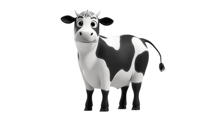 Cute and cheerful cartoon cow standing with a friendly expression, set in a playful and animated style