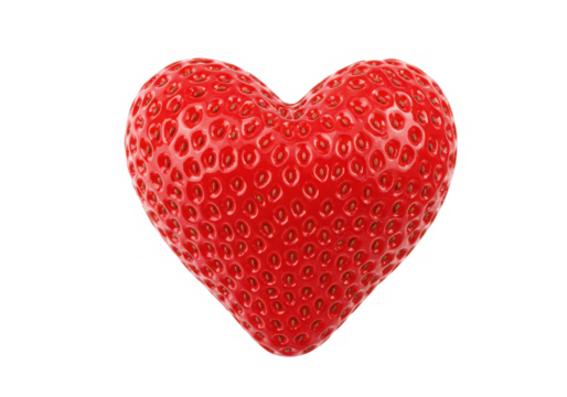 Strawberry heart shaped isolated on transparent background