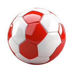 Fototapeta premium Red and white soccer ball, close-up view, sports theme, isolated background, ideal for websites