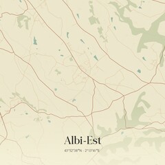 Obraz premium Retro map of Albi-Est, Occitanie, France. Vintage street map.