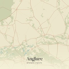 Fototapeta premium Retro map of Anglure, Grand Est, France. Vintage street map.