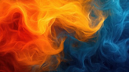 Fototapeta premium Abstract fire and water swirling mix, dark background, design element