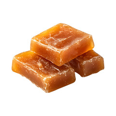Apple Cider Caramel Chews Pile of Orange Sugar Isolated on Transparent Background