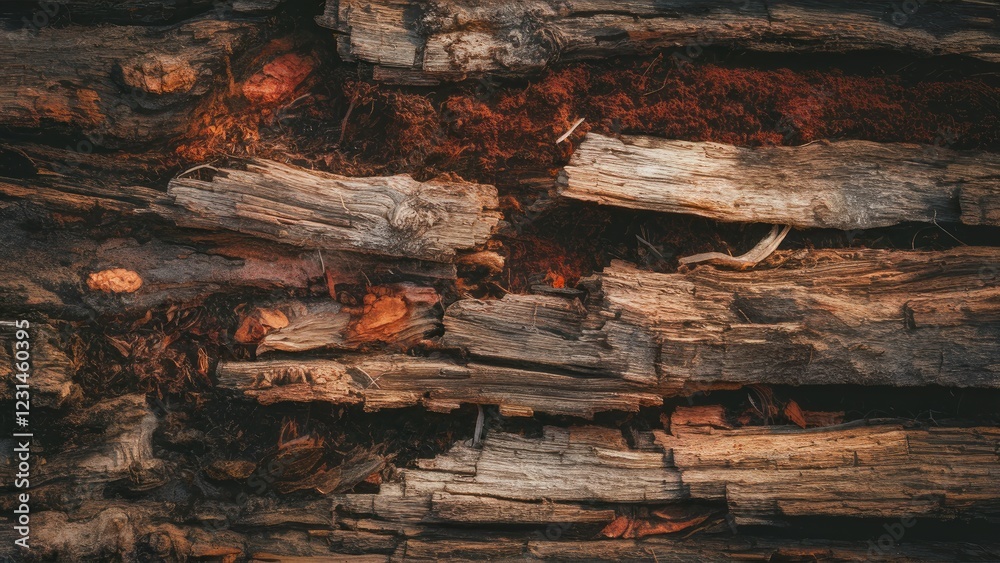 Poster textured background of aged bark wood showcasing dark brown and reddish hues with layered surfaces a