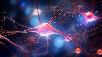 3D model of neuroplasticity in the brain, illustrating neural connections and brain cell regeneration