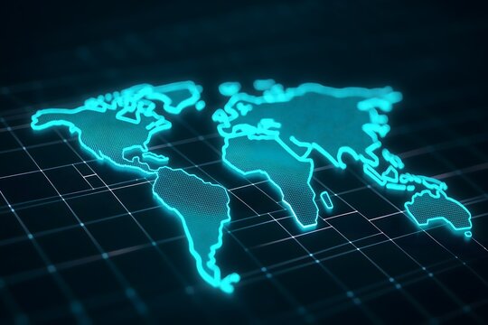 Neon Global Breaking News Map Graphic