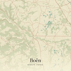 Naklejka premium Retro map of Bo�n, Auvergne-Rh�ne-Alpes, France. Vintage street map.