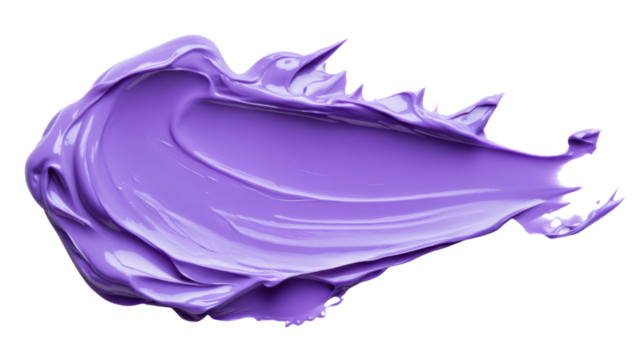 Vibrant purple paint splash with transparent background
