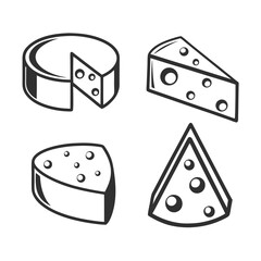 Cheese Vector Illustration Bundle set.