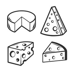 Cheese Vector Illustration Bundle set.