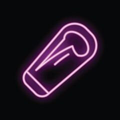 Neon pink sleeping bag glowing on a black background, perfect for representing camping or outdoor adventures