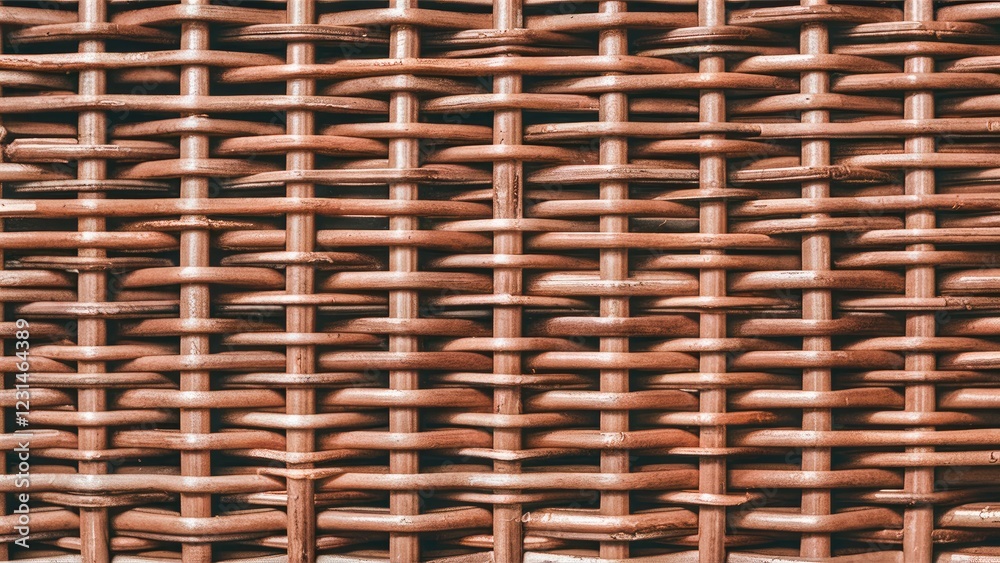 Leinwandbilder Woven wicker pattern backdrop in earthy tones of brown and tan with interlaced texture covering entire frame creating a seamless design