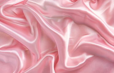 Obraz premium Różowa satynowa tkanina z delikatnymi falami i połyskiem.