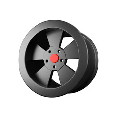 Obraz premium 3D Black Car Wheel Front View