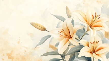 Obraz premium Lilies illustration with soft, painted background for art