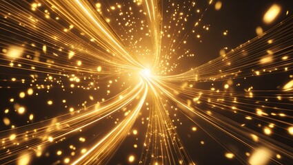 Obraz premium A burst of abstract, golden light streaks across a dark background.