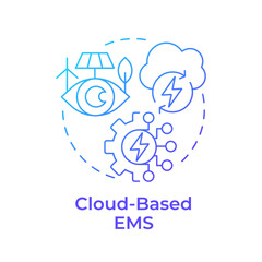 Cloud based EMS blue gradient concept icon. Data management, technology. Monitoring, tracking. Round shape line illustration. Abstract idea. Graphic design. Easy to use in infographic, presentation