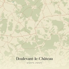 Retro map of Doulevant-le-Ch�teau, Grand Est, France. Vintage street map.