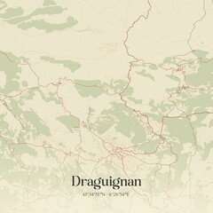 Retro map of Draguignan, Provence-Alpes-C�te d'Azur, France. Vintage street map.