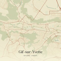 Retro map of Gif-sur-Yvette, �le-de-France, France. Vintage street map.