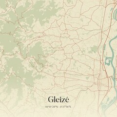 Obraz premium Retro map of Gleiz�, Auvergne-Rh�ne-Alpes, France. Vintage street map.
