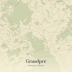 Retro map of Grandpr�, Grand Est, France. Vintage street map.
