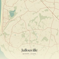 Fototapeta premium Retro map of Jullouville, Normandie, France. Vintage street map.