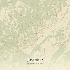Fototapeta premium Retro map of Joyeuse, Auvergne-Rh�ne-Alpes, France. Vintage street map.