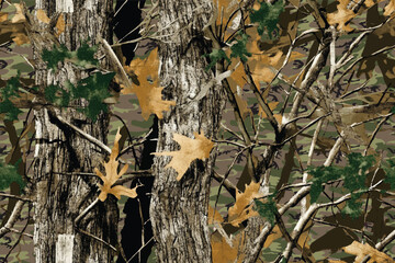 Realistic Forest Camouflage Seamless Pattern for Hunting Gear