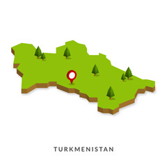 Isometric Map of Turkmenistan. Simple 3D Map. Vector Illustration - EPS 10 Vector