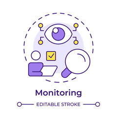 Monitoring multi color concept icon. Tracking progress and providing feedback. Performance management system. Round shape line illustration. Abstract idea. Graphic design. Easy to use in presentation