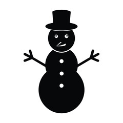 Snowman silhouette isolated on white winter icon