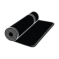 Yoga mat silhouette isolated on white background