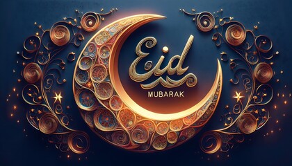 Elegant Ramadan Kareem Background with Lanterns, Crescent Moon, and Floral Patterns in Gold and Blue