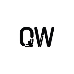 QW monogram logo design letter text name symbol monochrome logotype alphabet character simple logo