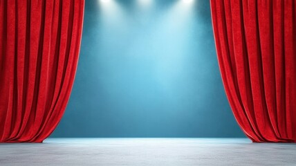 Red curtain on a magic theatre stage, inviting wonder and imagination to unfold in a captivating performance.