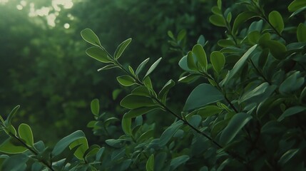 Lush Green Foliage Detailed Texture and Dappled Sunlight