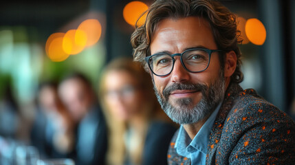 A business law consultant explaining arbitration clauses to corporate executives during a workshop