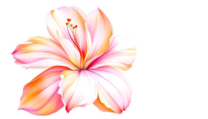 Fototapeta premium Botanical illustration of a stunning pink and orange flower with smooth, curved petals. The digital artwork captures the subtle color transitions and fine veins of each petal, creating a soft yet vibr