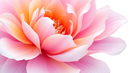 Fototapeta premium Botanical illustration of a stunning pink and orange flower with smooth, curved petals. The digital artwork captures the subtle color transitions and fine veins of each petal, creating a soft yet vibr