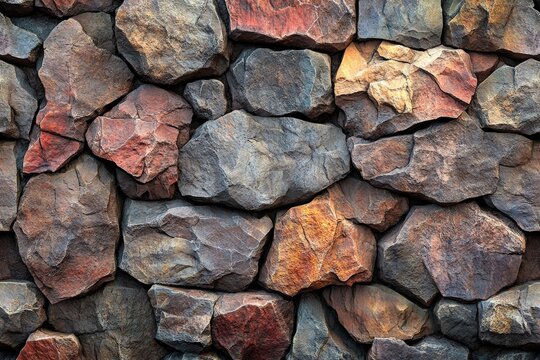 Close up image of a textured rock wall with natural patterns and color variations in the surface
