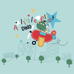 Cute animal pilot flying a plane in the sky, travel adventure concept.
