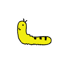 yellow caterpillar on white background