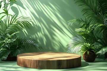 Wooden table with potted plant in background creating a natural indoor environment